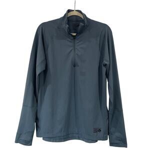 Mens Mountain Hardwear Blue Half Zip Long Sleeve Hiking Base Layer Shirt Size M